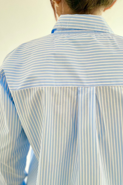 Striped Blue Cotton Shirt for Petites