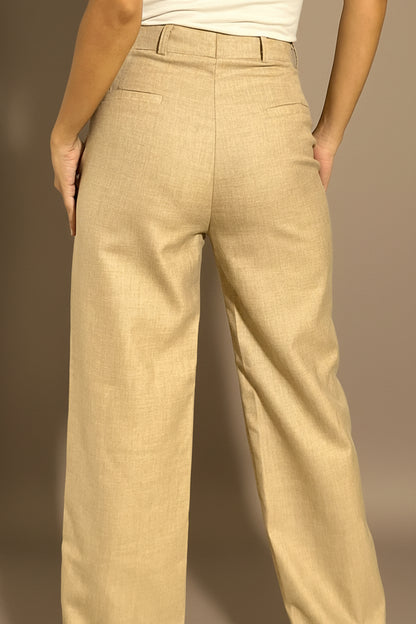 Beige Straight Fit Petite Trousers