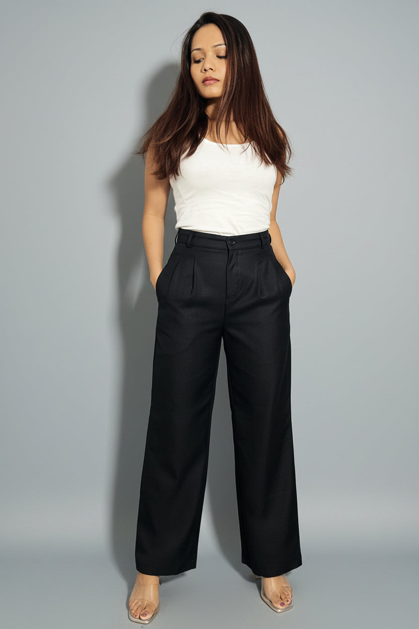 Black Straight Fit Petite Trousers – Perfetite
