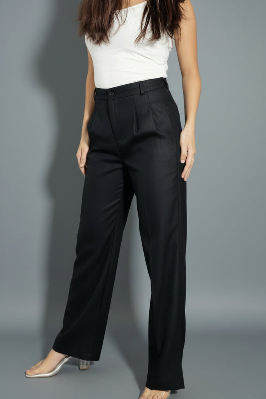 Black Straight Fit Petite Trousers