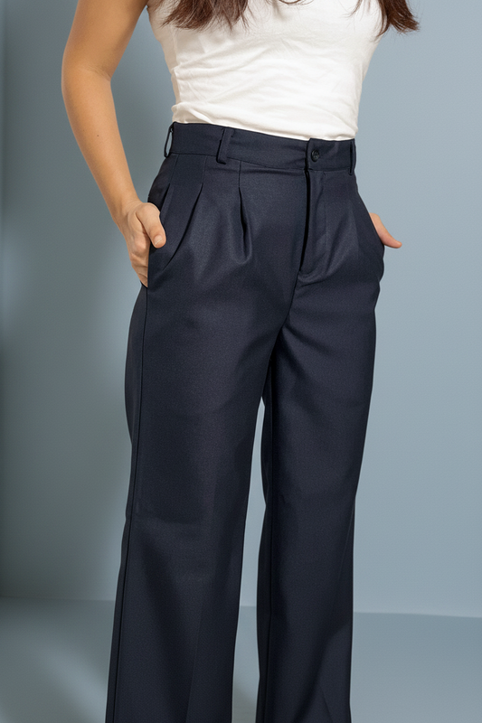 Dark Blue Straight Fit Petite Trousers