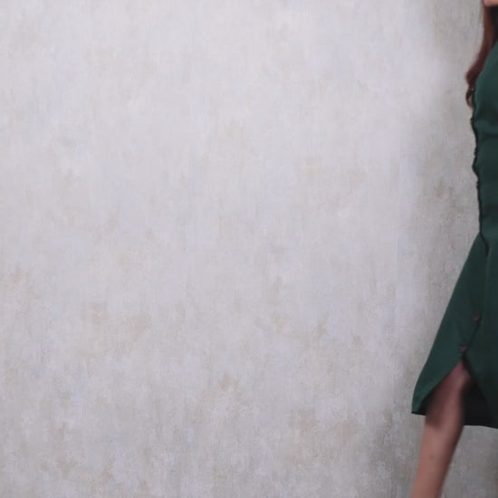 Video of Green Cotton Midi Petite Dress