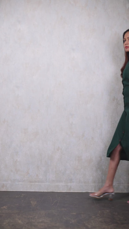 Video of Green Cotton Midi Petite Dress